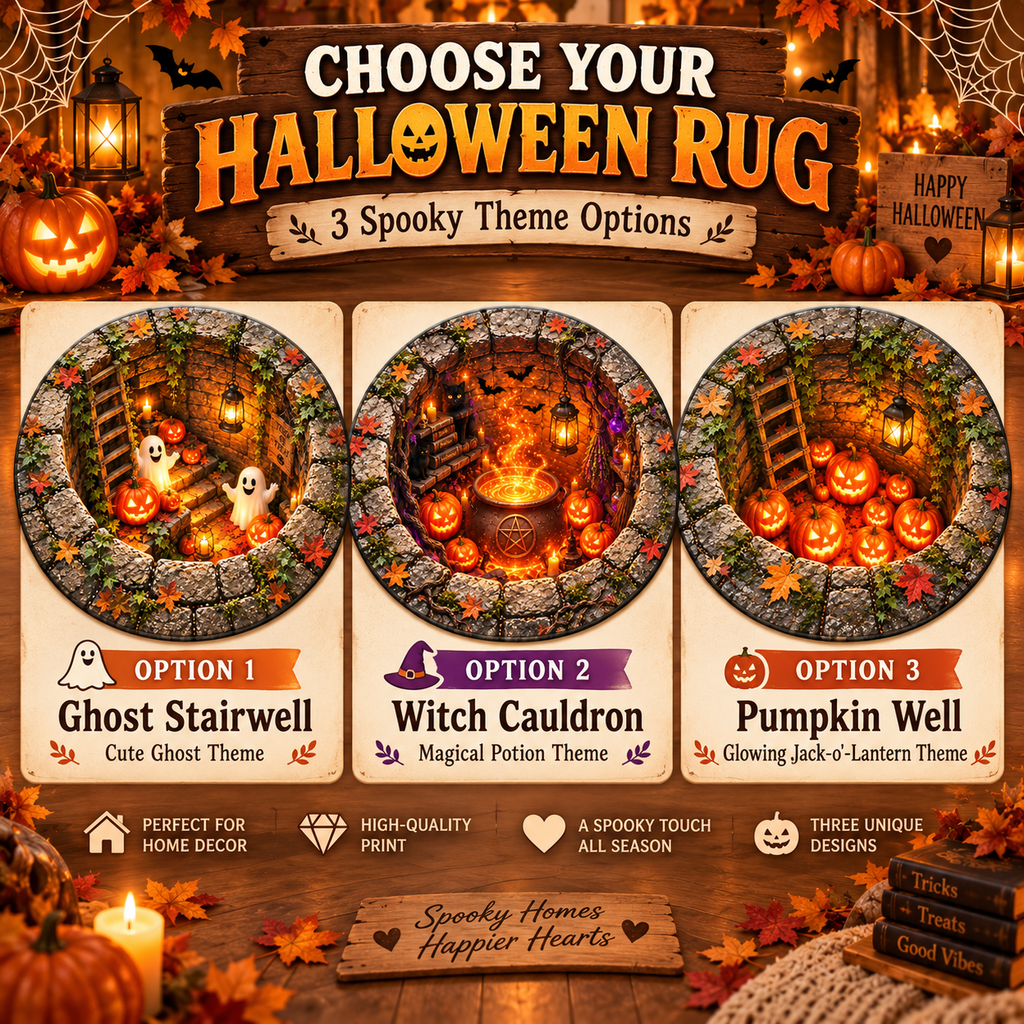 Chaotic Club Spooky Halloween Stone Well 3D Optical Illusion Round Area Rug