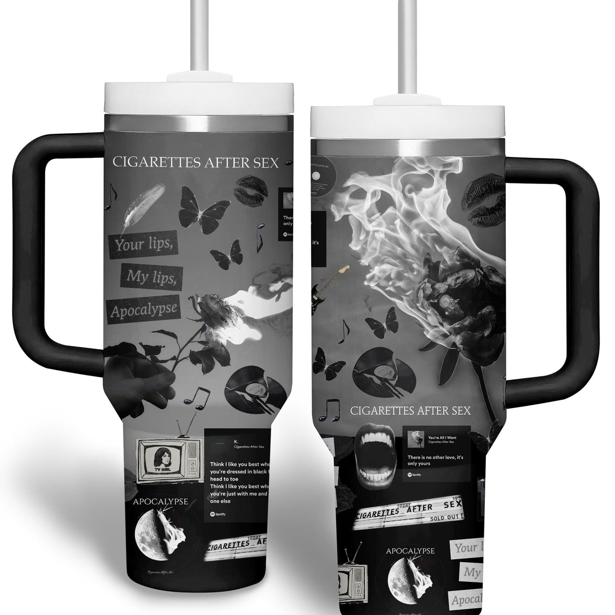 Cigarettes After Sex Music Custom Stanley Quencher 30oz or 40oz Stainless Steel Tumbler With Handle HG