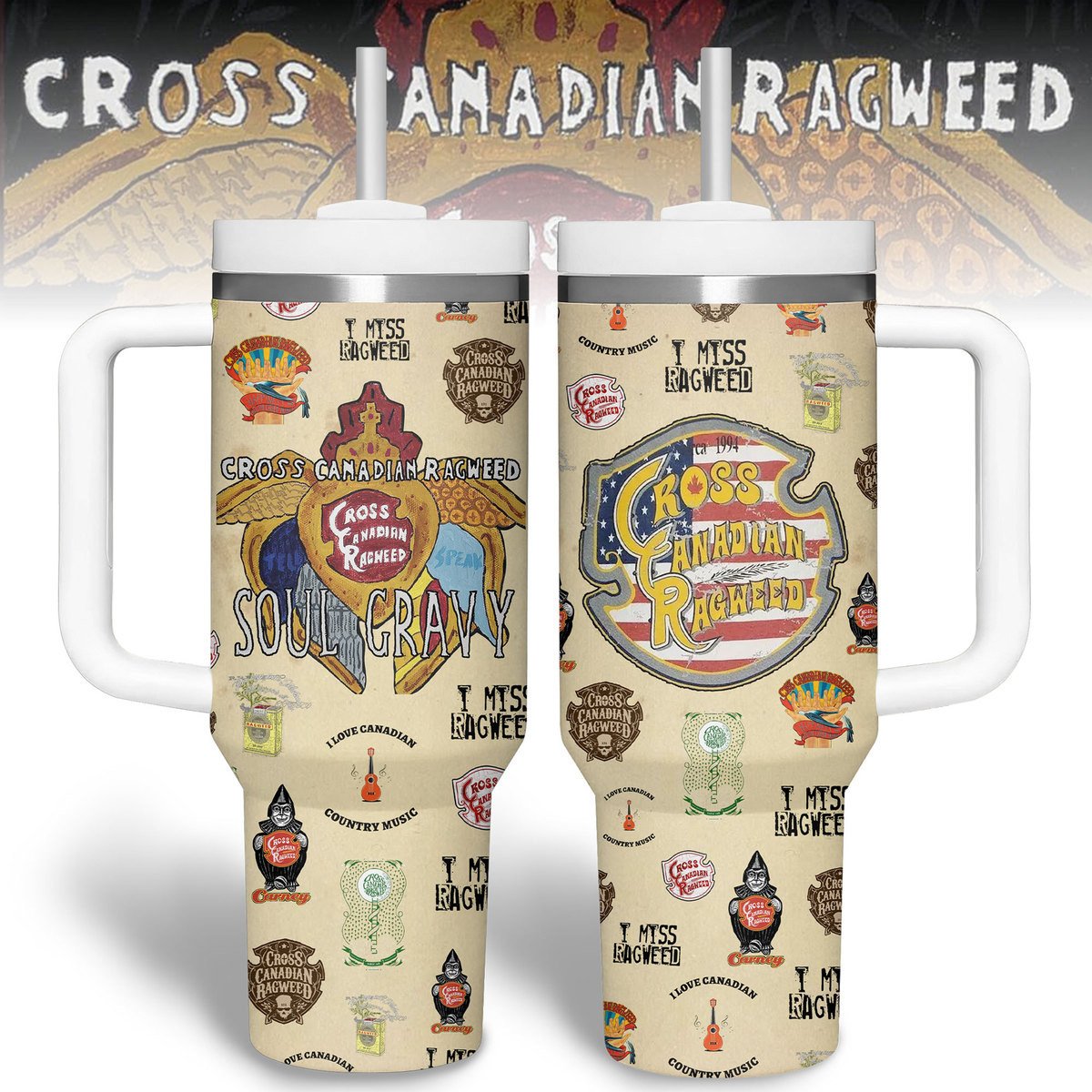 Cross Canadian Ragweed Music Custom Stanley Quencher 30oz or 40oz Stainless Steel Tumbler With Handle HG