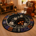 3D Illusion Skull Vortex Round Rug, Halloween Horror Skeleton Carpet, Non Slip Floor Mat, Living Room Bedroom Decor, Spooky Gift,3D Skeleton