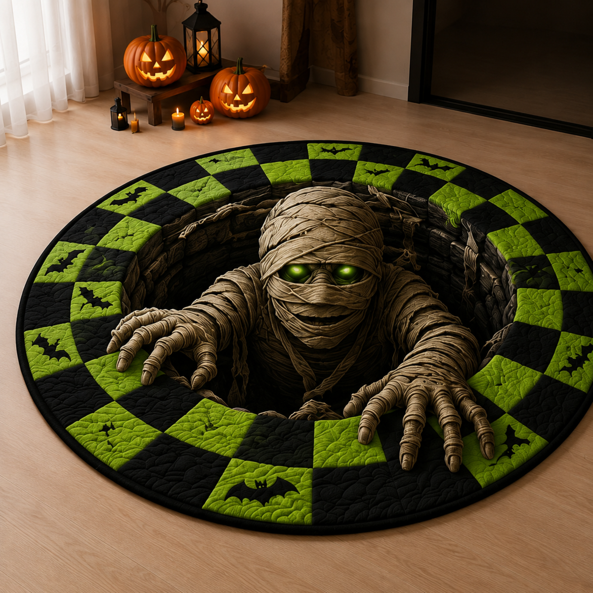 Chaotic Club Creepy Crawling Monster 3D Illusion Round Rug