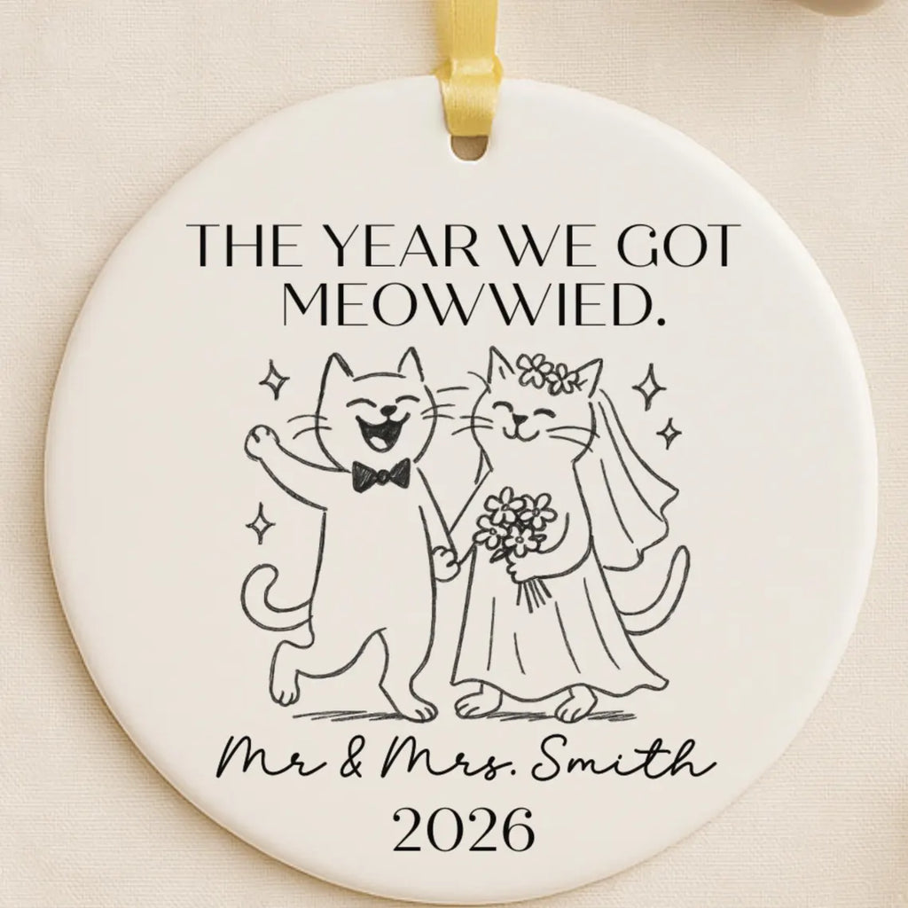 Personalized Cat Wedding Ornament: Funny Newlywed Gift