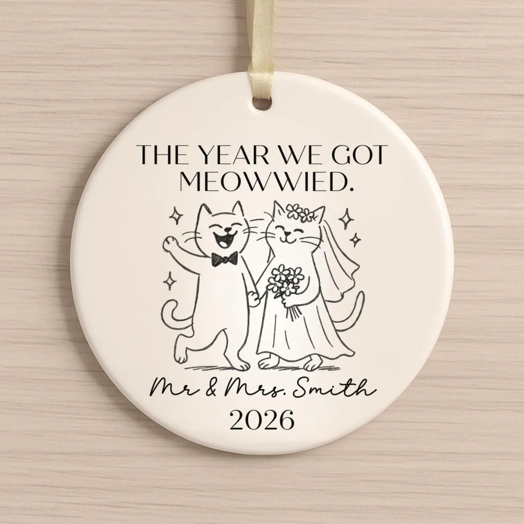 Personalized Cat Wedding Ornament: Funny Newlywed Gift