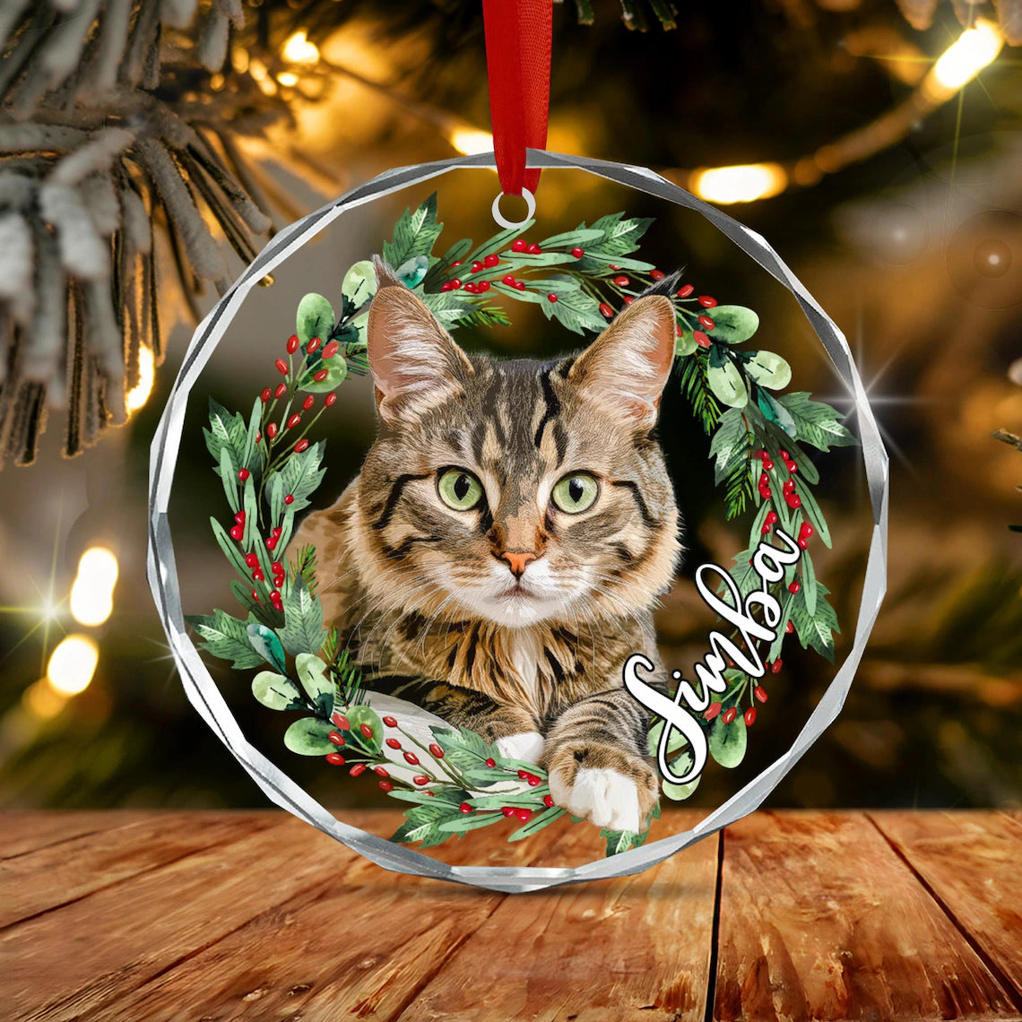 Custom Cat Photo Christmas Ornament, Pet Memorial Keepsake