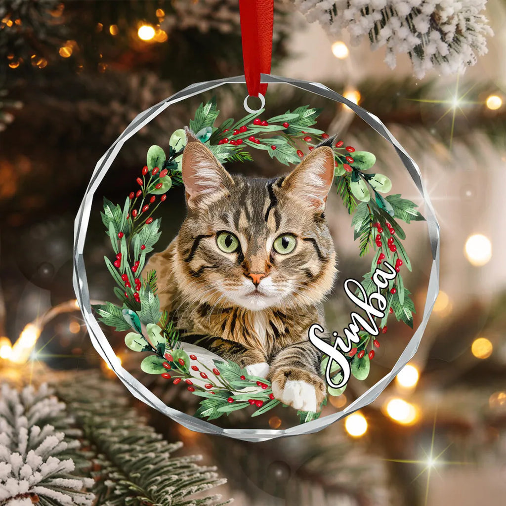 Custom Cat Photo Christmas Ornament, Pet Memorial Keepsake