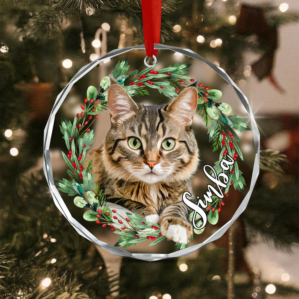 Custom Cat Photo Christmas Ornament, Pet Memorial Keepsake