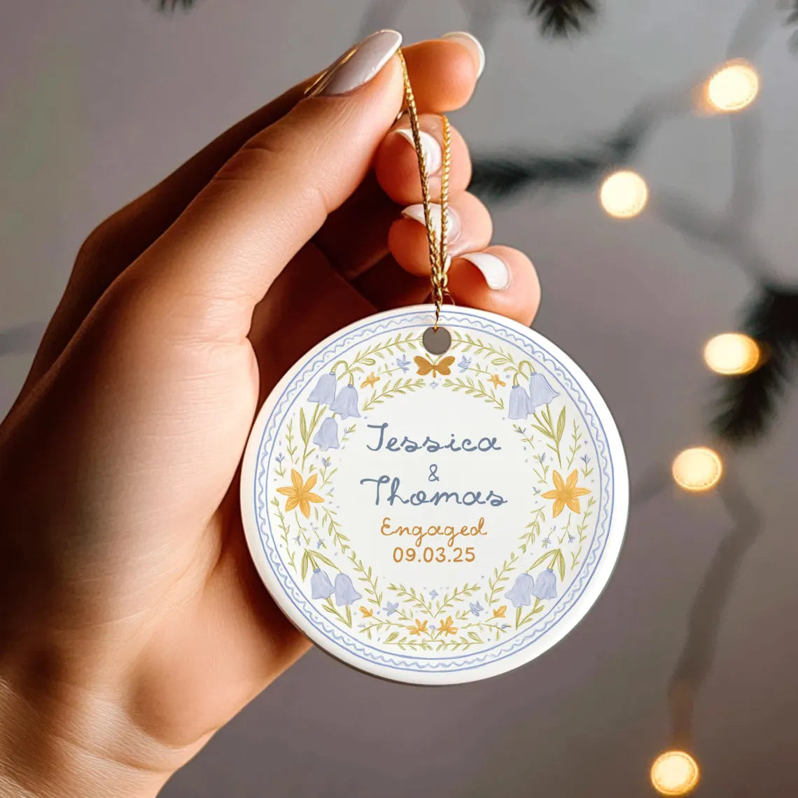 Personalized Engagement Ornament Custom Couples Gift with Names and Date Engaged Ornament Christmas Keepsake Newly Engagement Present
