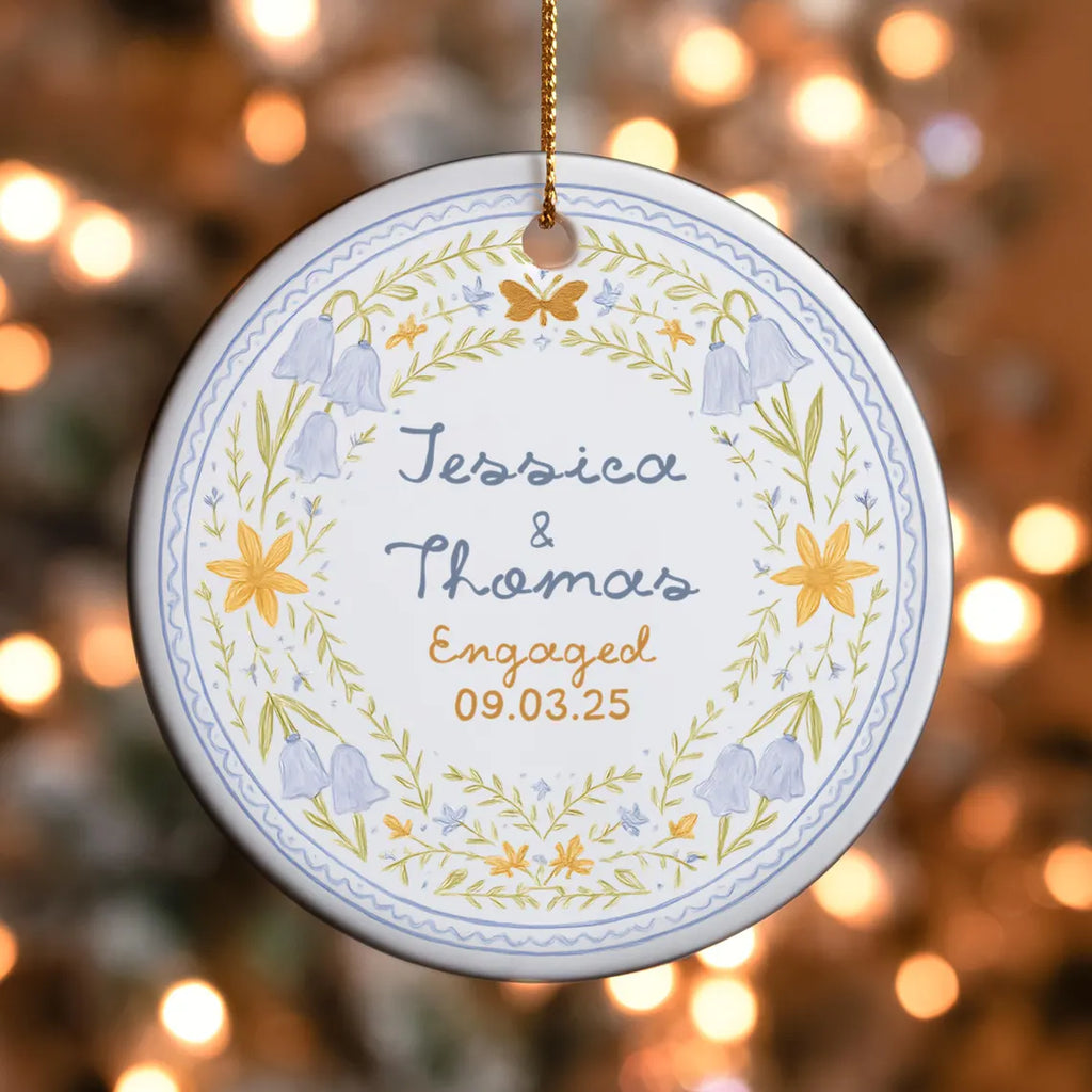 Personalized Engagement Ornament Custom Couples Gift with Names and Date Engaged Ornament Christmas Keepsake Newly Engagement Present