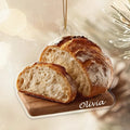 2D Flat Sourdough Bread Christmas Ornament, Custom Name Acrylic Decoration, Festive Food Ornament, Ideal For Baker’s Birthday, Bread Lover Decor