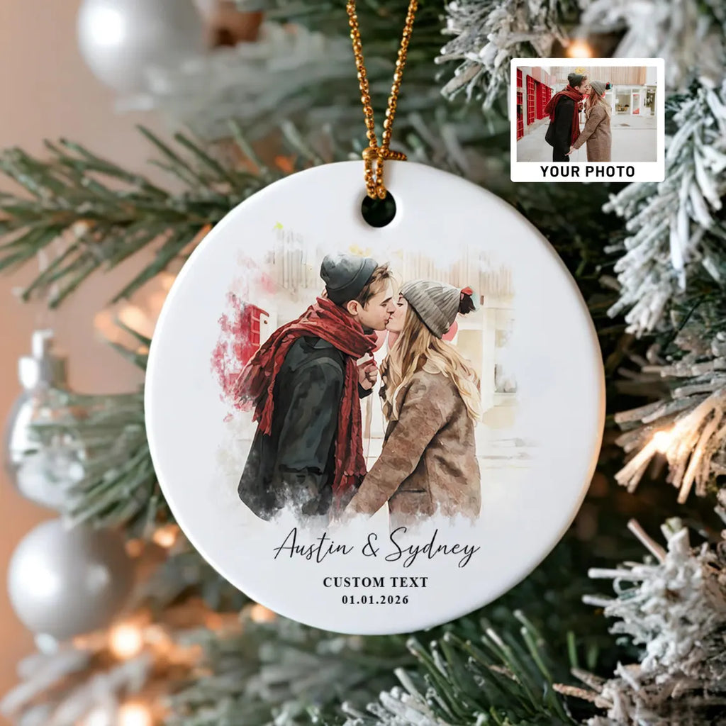 Personalized Wedding Venue Watercolor Ornament, Wedding Location Ornament, Newly Wed Keepsake, Just Married Gift