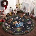 Magical Alice Falling 3D Hole Round Rug Wonderland Rabbit Hole Illusion Floor Fan Gift Kids Bedroom Decor Playroom Carpet Art