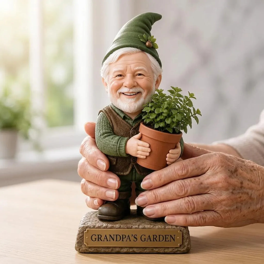 Personalized Grandpa Gnome Wooden Block – Custom Decor, Grandpa’s Garden Figurine