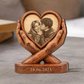 Personalized Photo Couple Wooden Plaque, Custom Image & Couple Name Sign, Wedding Anniversary Gift Block, Engagement Gift, Gift For Husband