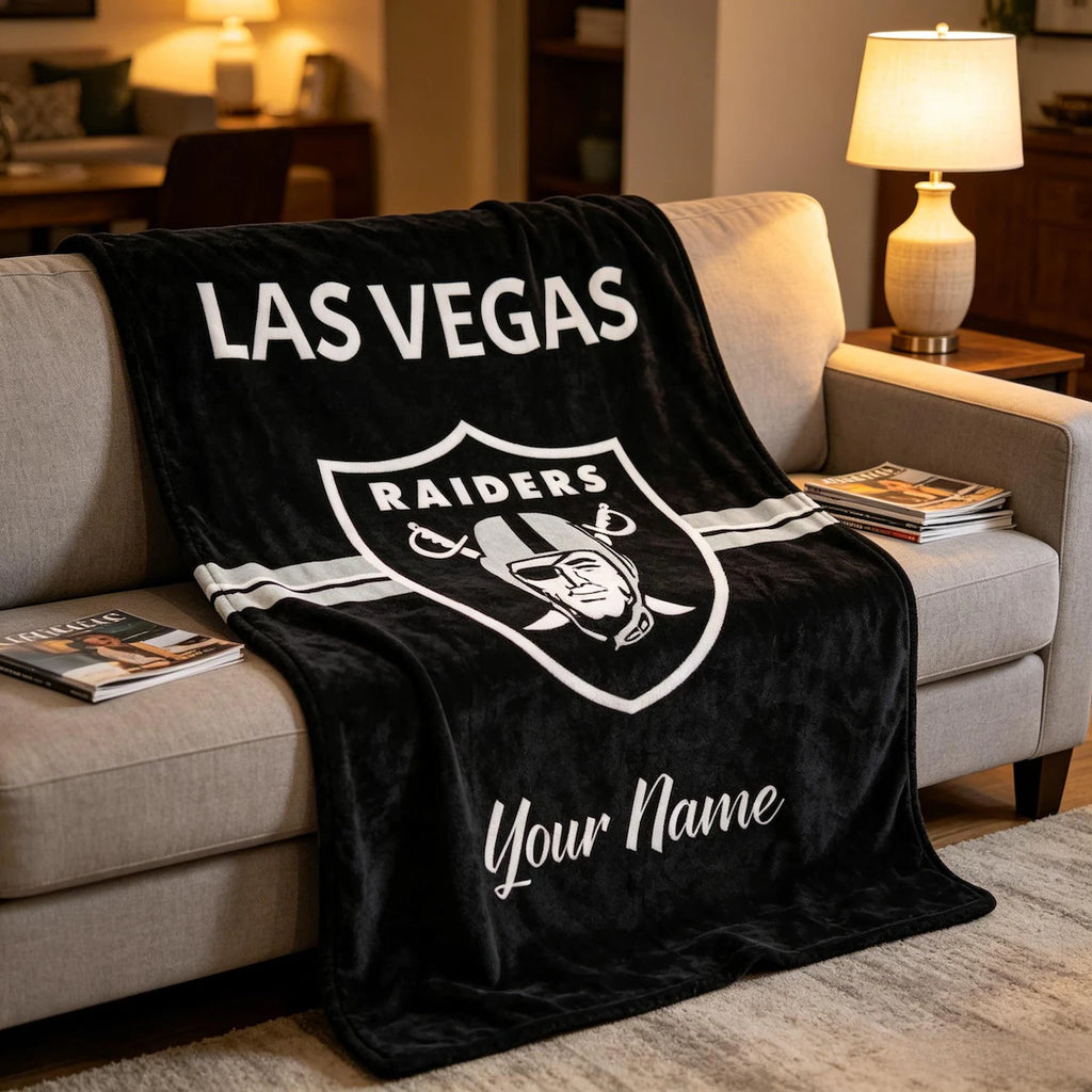 Personalized Las Vegas Rai.ders Blanket Soft Throw, Custom Name N.F.L Football Fan Gift