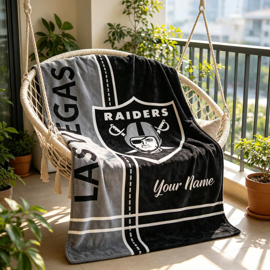 Personalized Las Vegas Rai.ders Blanket Soft Throw, Custom Name N.F.L Football Fan Gift