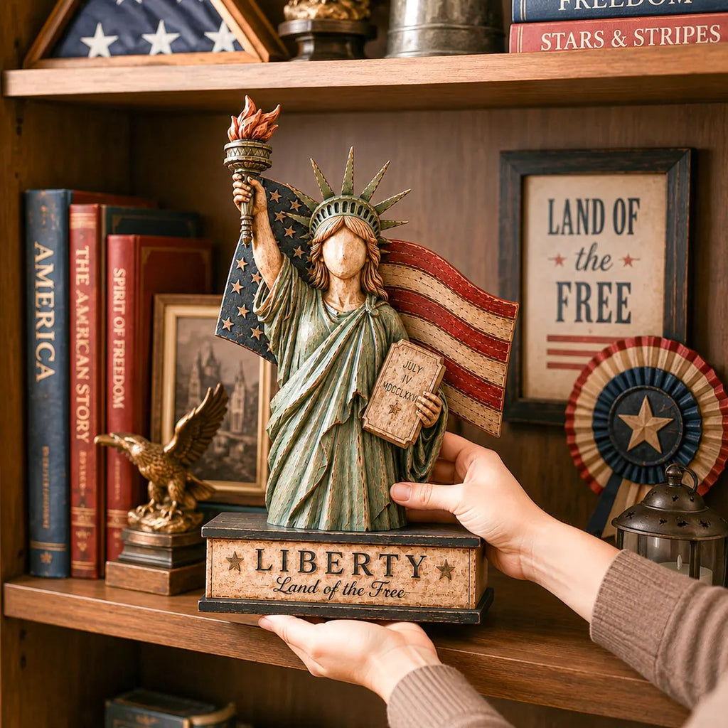 Liberty Statue Patriotic Decor, USA Independence Day Tabletop Sign, Americana Home Decoration, Freedom Gift, July 4th Shelf Display