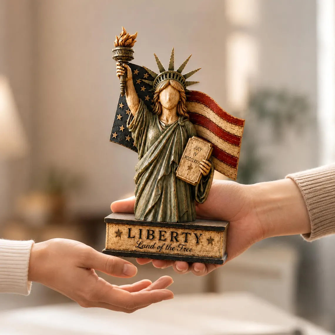 Liberty Statue Patriotic Decor, USA Independence Day Tabletop Sign, Americana Home Decoration, Freedom Gift, July 4th Shelf Display
