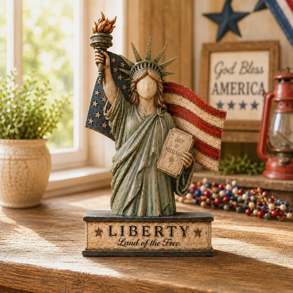 Liberty Statue Patriotic Decor, USA Independence Day Tabletop Sign, Americana Home Decoration, Freedom Gift, July 4th Shelf Display