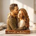 Personalized Couple Wooden Sculpture, Custom Hugging Couple Figurine, Romantic Anniversary Gift for Wife Husband, Personalized Wooden Block