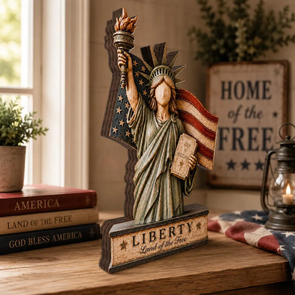 Liberty Statue Patriotic Decor, USA Independence Day Tabletop Sign, Americana Home Decoration, Freedom Gift, July 4th Shelf Display