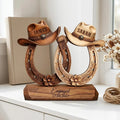 Custom Western Couple Wood Decor, Personalized Cowboy Hat Horseshoe Sign, Rustic Engagement Centerpiece, Bride And Groom Gift