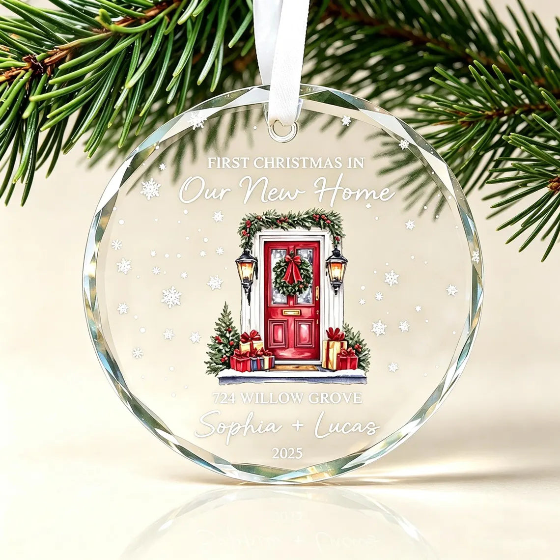Personalized First Christmas in New Home Ornament 2026 | Custom Address Crystal Ornament | Housewarming Gift for New Couple