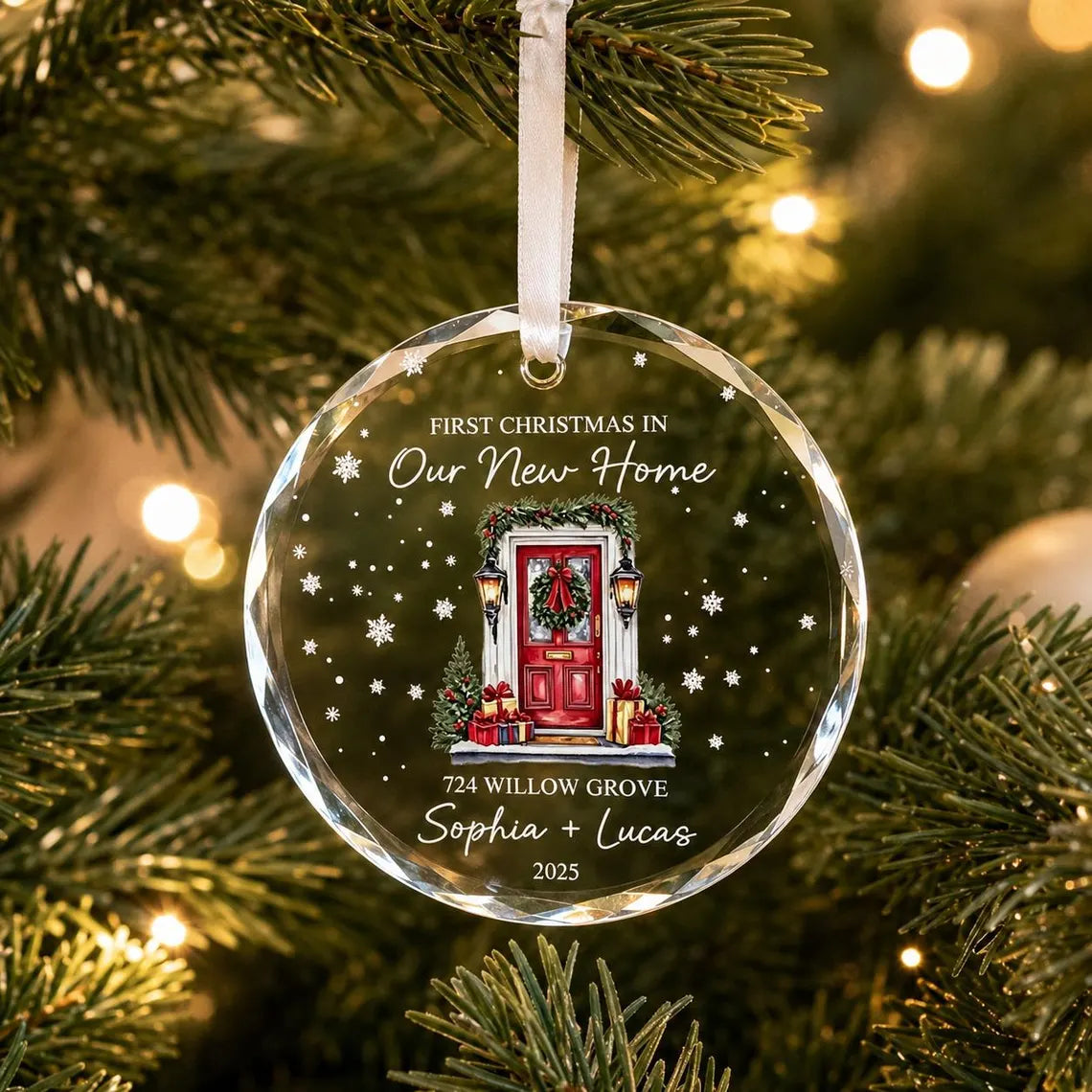 Personalized First Christmas in New Home Ornament 2026 | Custom Address Crystal Ornament | Housewarming Gift for New Couple