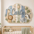 Personalized Dinosaur Wooden Name Sign, Custom Baby Boy Nursery Wall Decor, 2 Layer Animal Room Sign, Gift For Baby