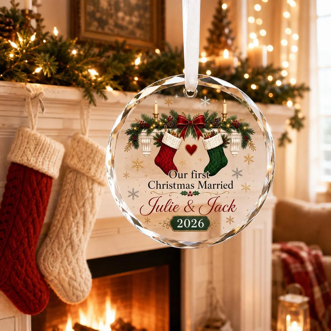Personalized First Christmas Married Ornament Custom Names Crystal Christmas Ornament Newlywed Gift Wedding Keepsake 2026