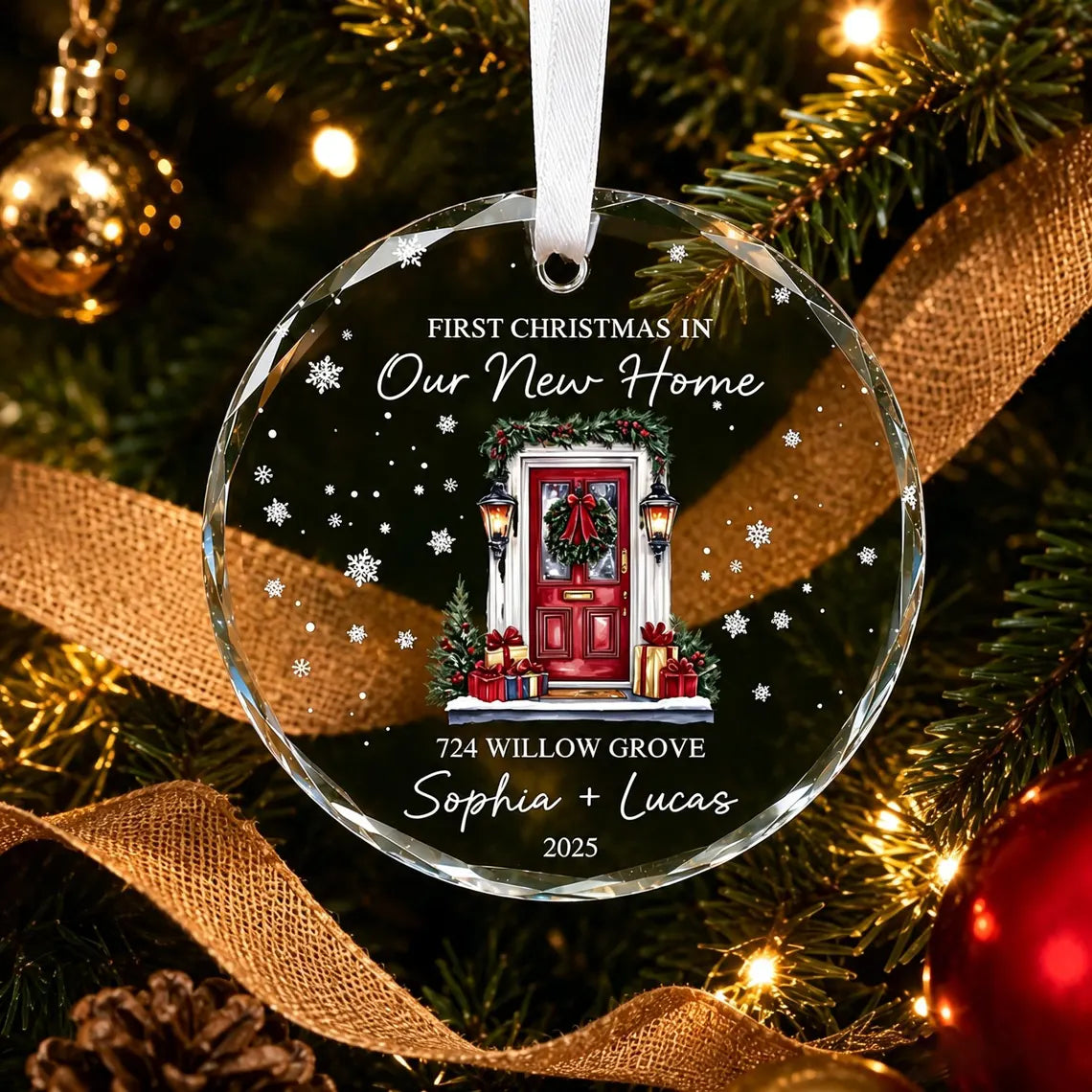 Personalized First Christmas in New Home Ornament 2026 | Custom Address Crystal Ornament | Housewarming Gift for New Couple