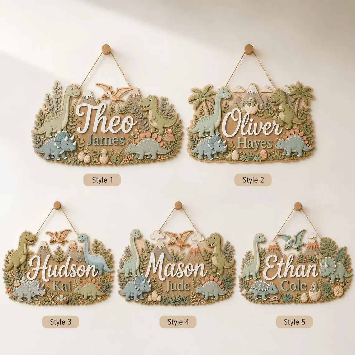 Personalized Dinosaur Wooden Name Sign, Custom Baby Boy Nursery Wall Decor, Dino Name Plaque, Jurassic Room Sign, Baby Shower Gift