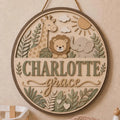 Personalized Nursery Name Sign, Wooden Baby Door Hanger, Safari Animals Wall Decor, Custom Jungle Nursery Decor,, Newborn Gift