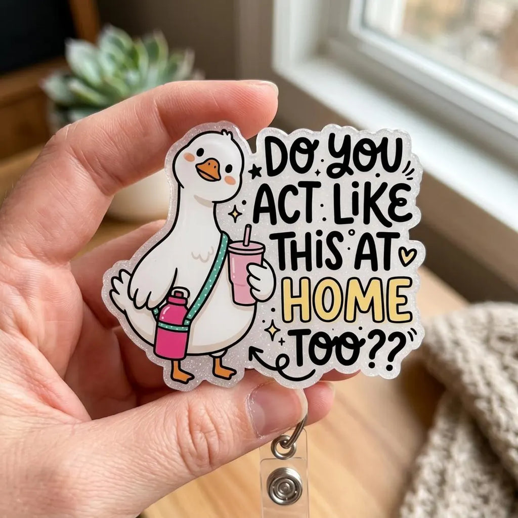Funny Nurse Badge Reel, Snarky Goose Retractable ID Badge Holder