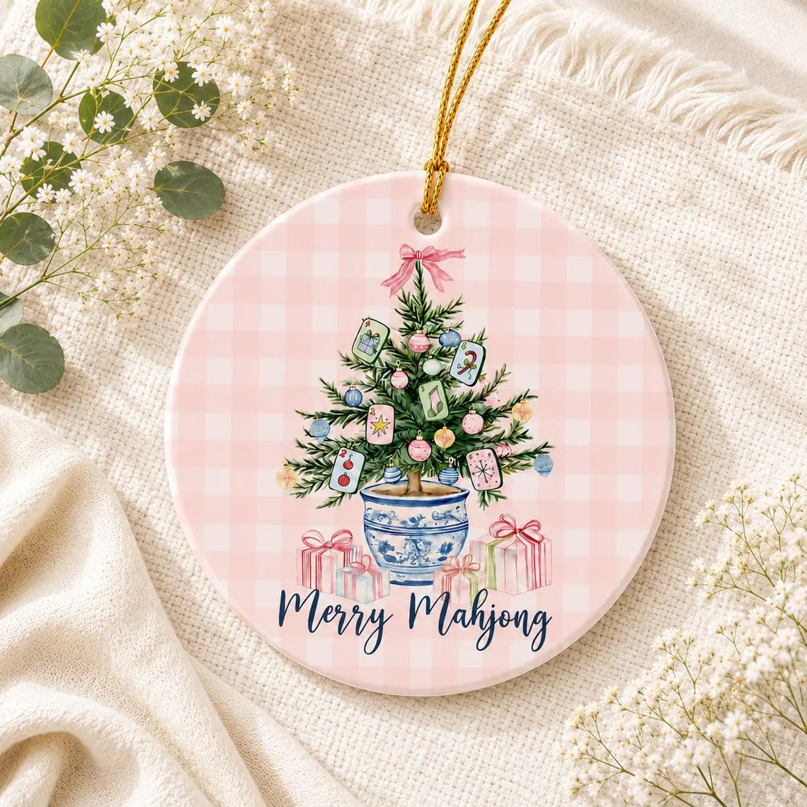 Merry Mahjong Christmas Ornament, Mahjong Lover Ornament, Mahjong Tree Decor, Holiday Gift for Mahjong Players, Christmas Keepsake
