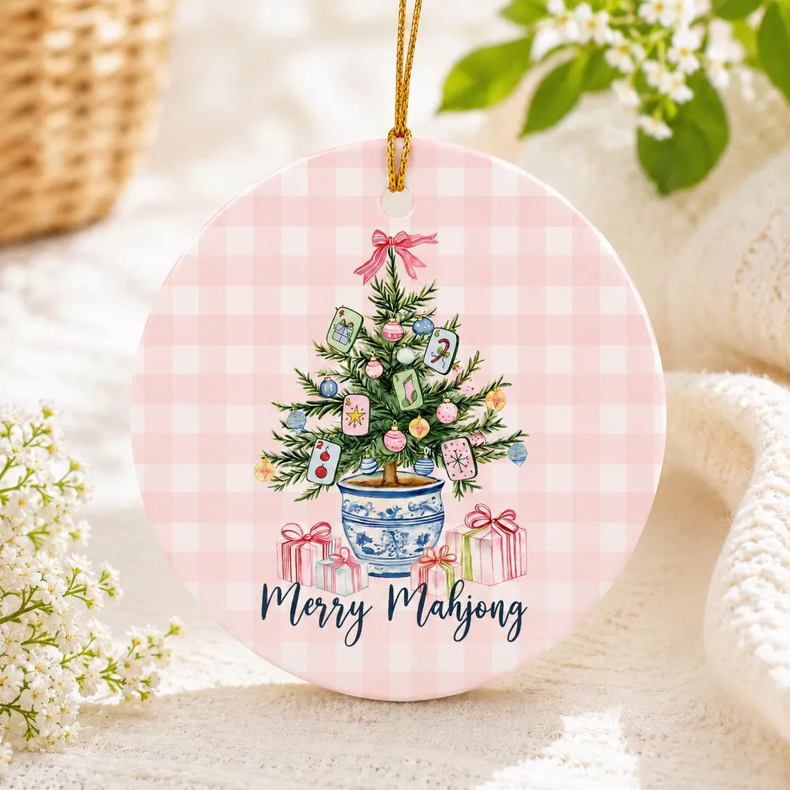 Merry Mahjong Christmas Ornament, Mahjong Lover Ornament, Mahjong Tree Decor, Holiday Gift for Mahjong Players, Christmas Keepsake