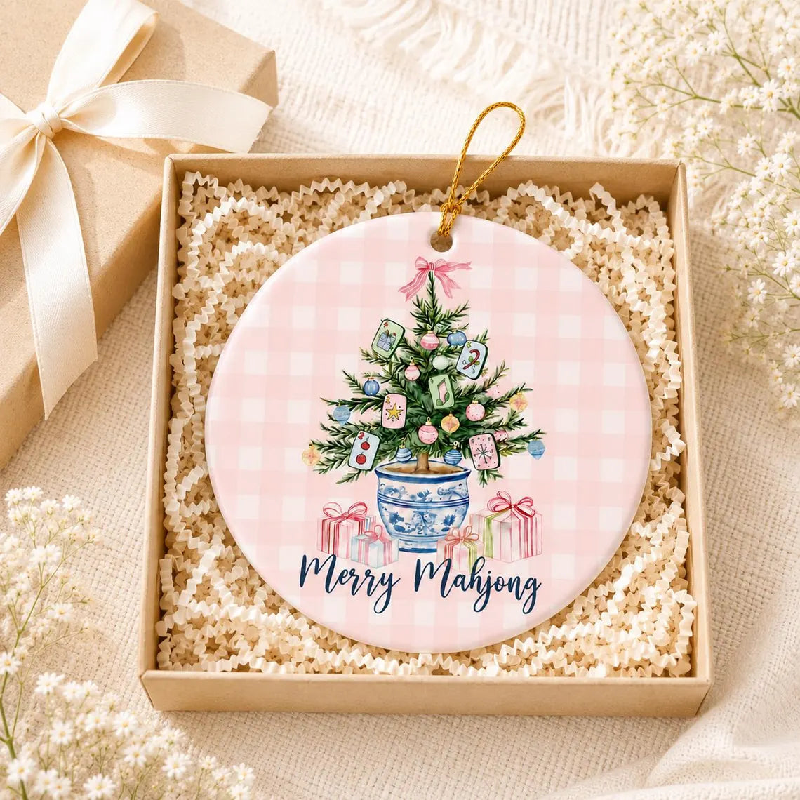 Merry Mahjong Christmas Ornament, Mahjong Lover Ornament, Mahjong Tree Decor, Holiday Gift for Mahjong Players, Christmas Keepsake