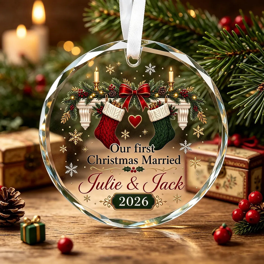 Personalized First Christmas Married Ornament Custom Names Crystal Christmas Ornament Newlywed Gift Wedding Keepsake 2026