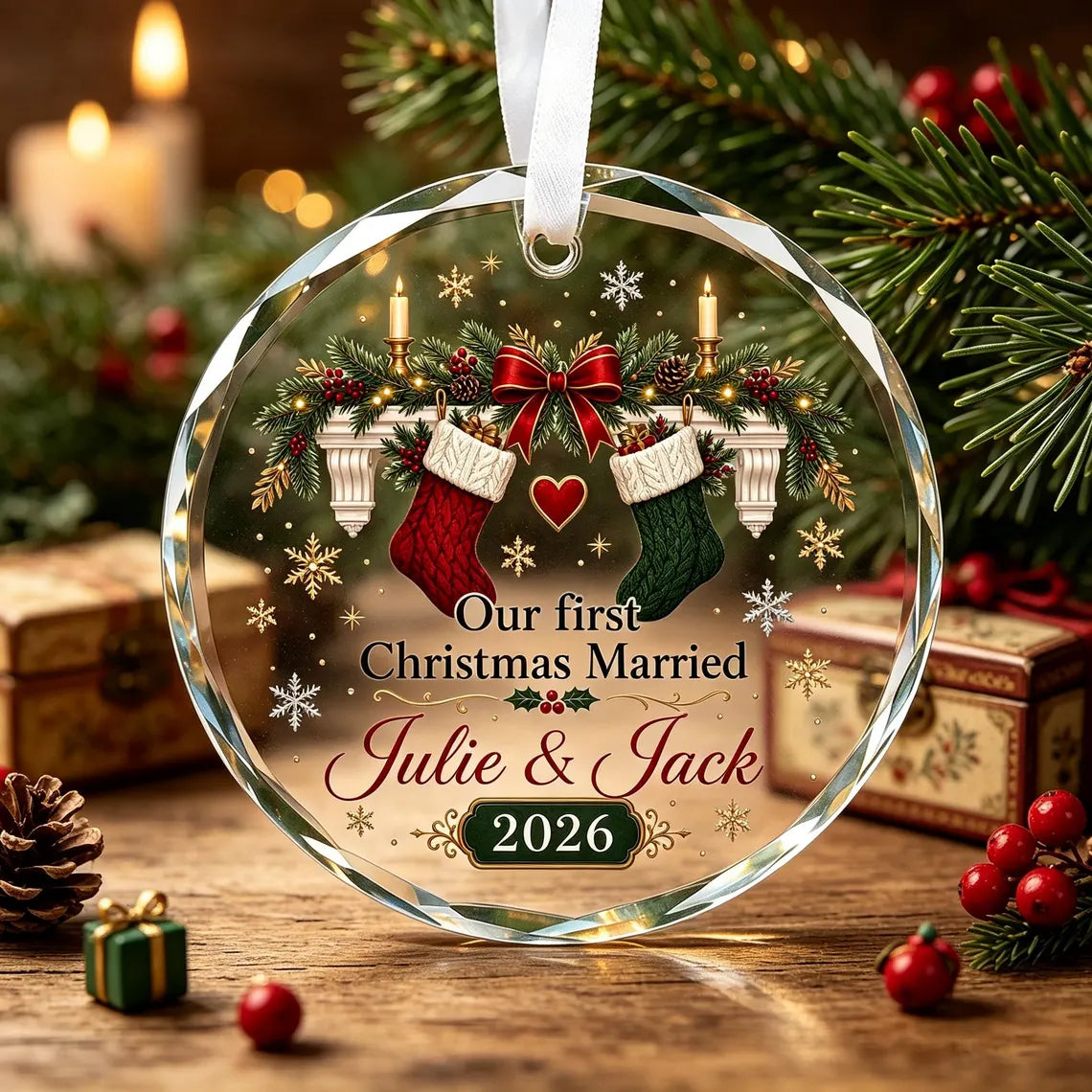 Personalized First Christmas Married Ornament Custom Names Crystal Christmas Ornament Newlywed Gift Wedding Keepsake 2026