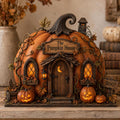 Pumpkin House Wooden Block, Layered Halloween Mantel and Shelf Decor