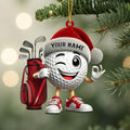 2D Flat Personalized Winking Golf Ball Christmas Ornament, Custom Golfer Name Keepsake, Sports Decor