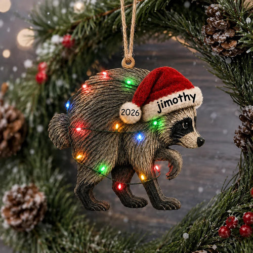 2D Flat imothy Wooden Ornament, Viral Seattle Raccoon Gift, Jimothy Christmas Decor, Funny Secret Santa Gift