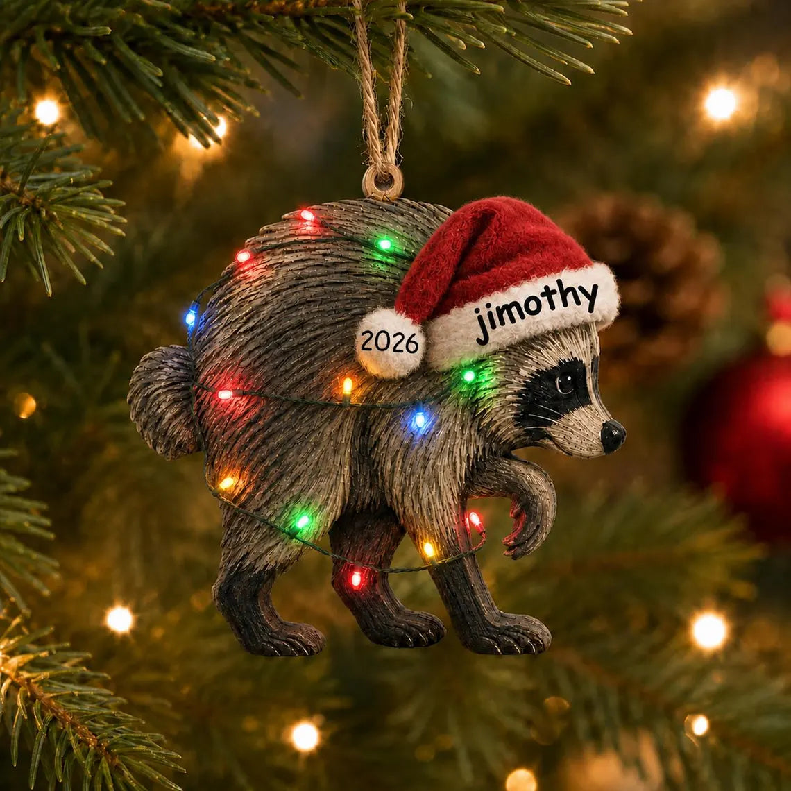 2D Flat imothy Wooden Ornament, Viral Seattle Raccoon Gift, Jimothy Christmas Decor, Funny Secret Santa Gift