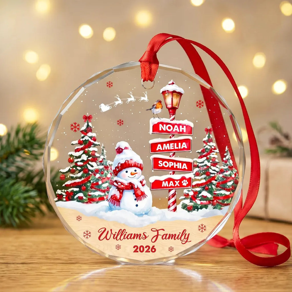 Family Names Christmas Ornament 2026, Personalized Family With Pets Ornaments, Family of 3 4, up to 20 Members
