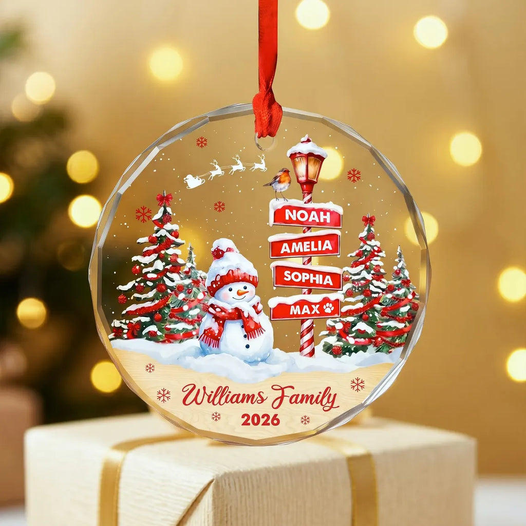 Family Names Christmas Ornament 2026, Personalized Family With Pets Ornaments, Family of 3 4, up to 20 Members