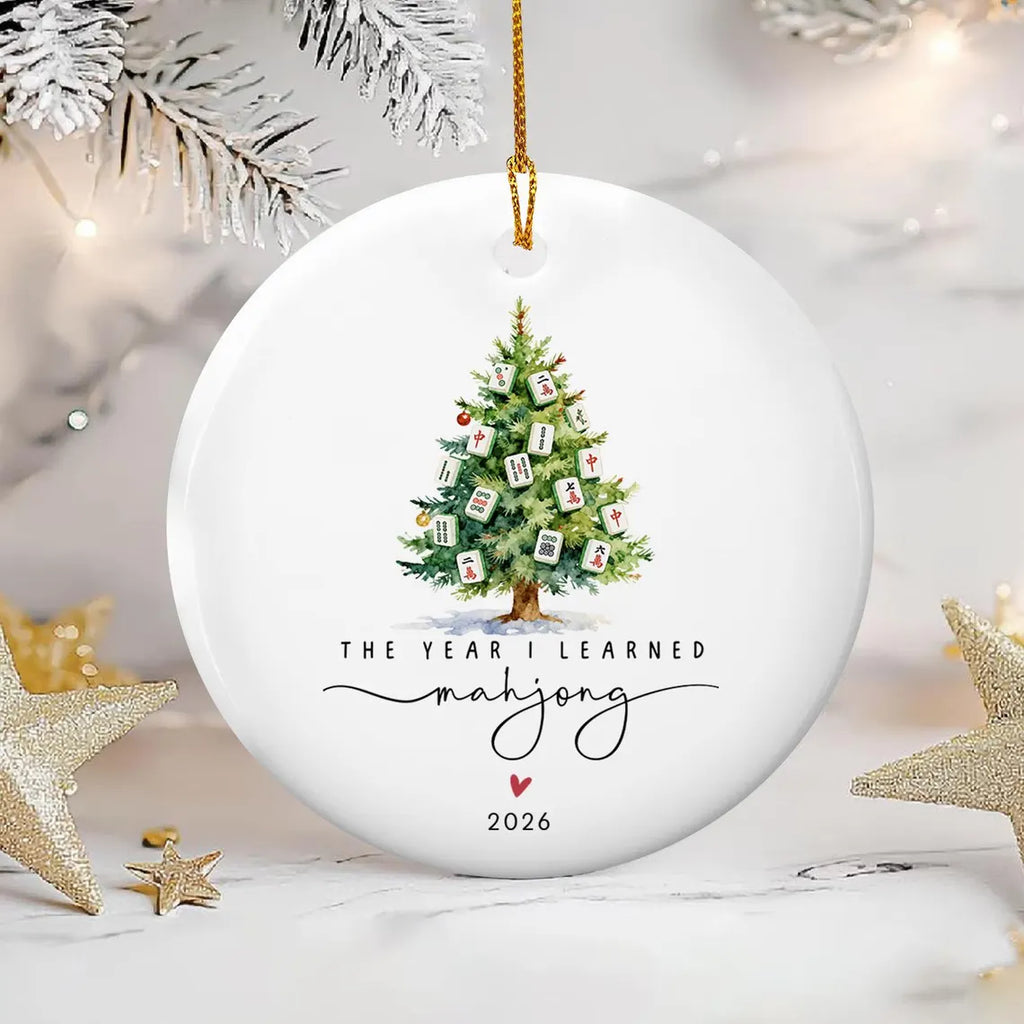 The Year I Learned Mahjong - Custom Mahjong Ornament Funny Mahjong Group Gift,Christmas Gift For Mahjong Club 2026,Merry Mahjong Chinoiserie