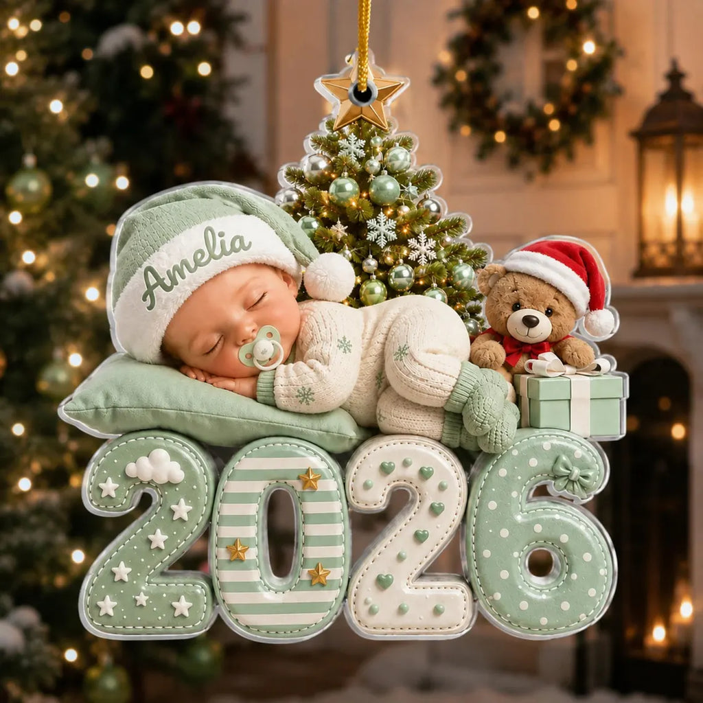 Personalized Baby's First Christmas Acrylic Ornament, Custom Baby Name 2026 Ornament, Baby Newborn Christmas Keepsake, New Parents Gift