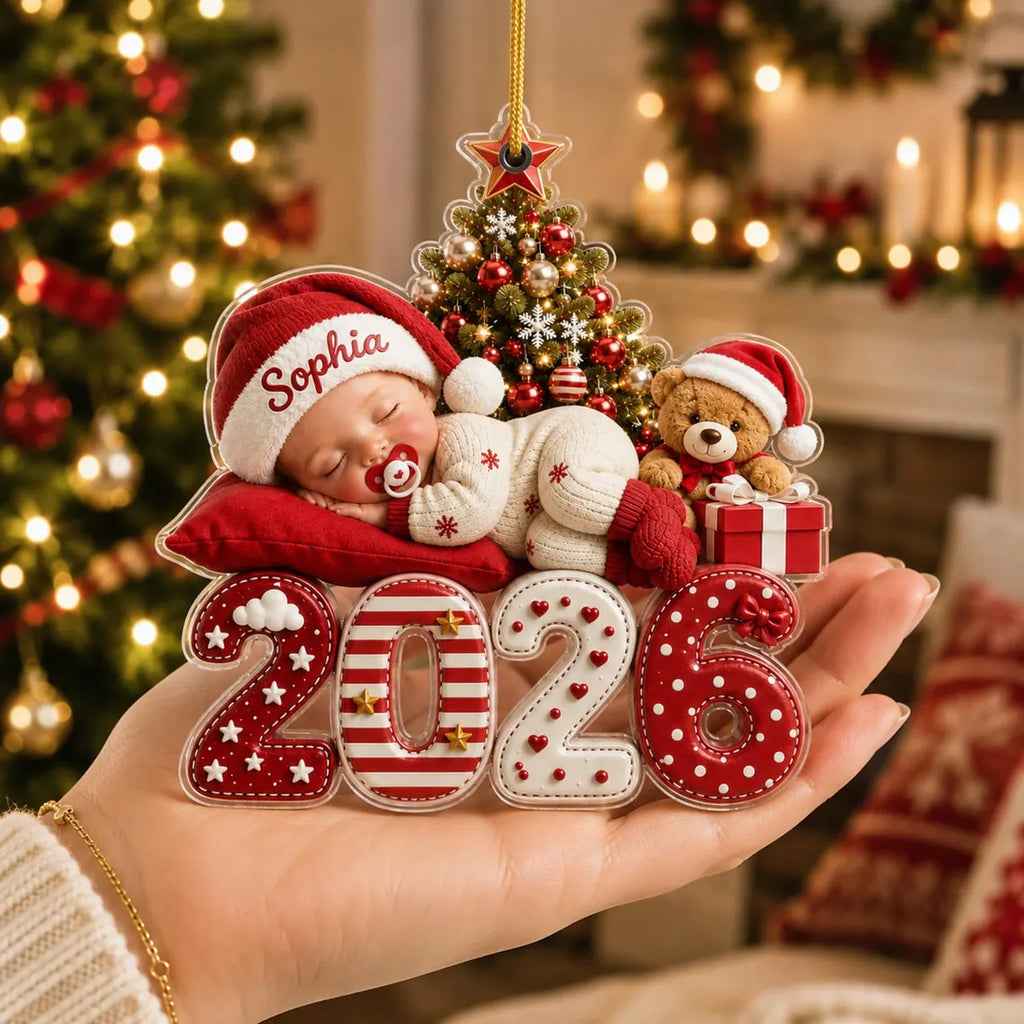 Personalized Baby's First Christmas Acrylic Ornament, Custom Baby Name 2026 Ornament, Baby Newborn Christmas Keepsake, New Parents Gift