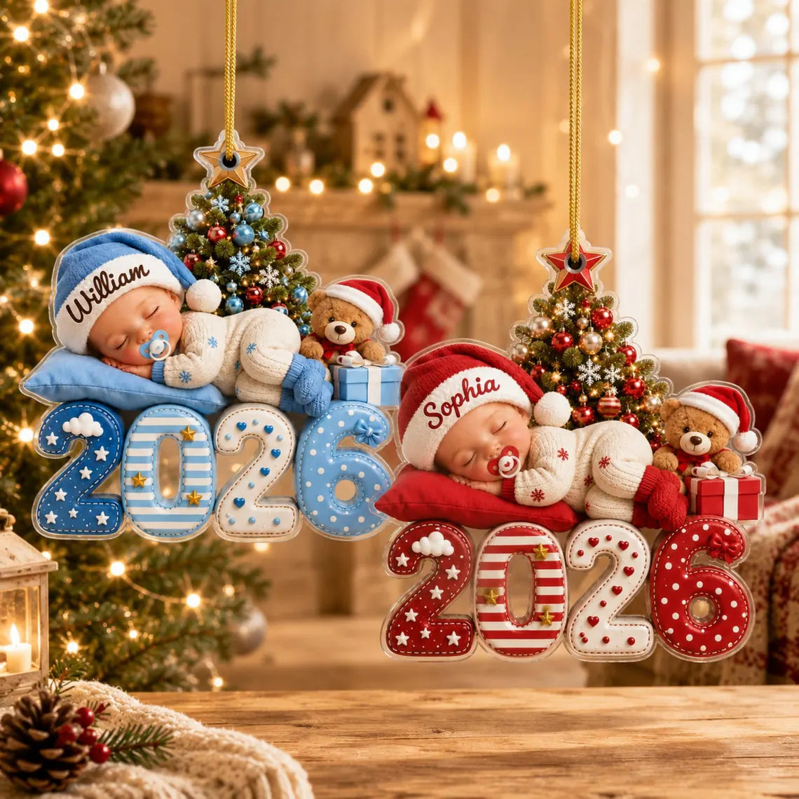 Personalized Baby's First Christmas Acrylic Ornament, Custom Baby Name 2026 Ornament, Baby Newborn Christmas Keepsake, New Parents Gift