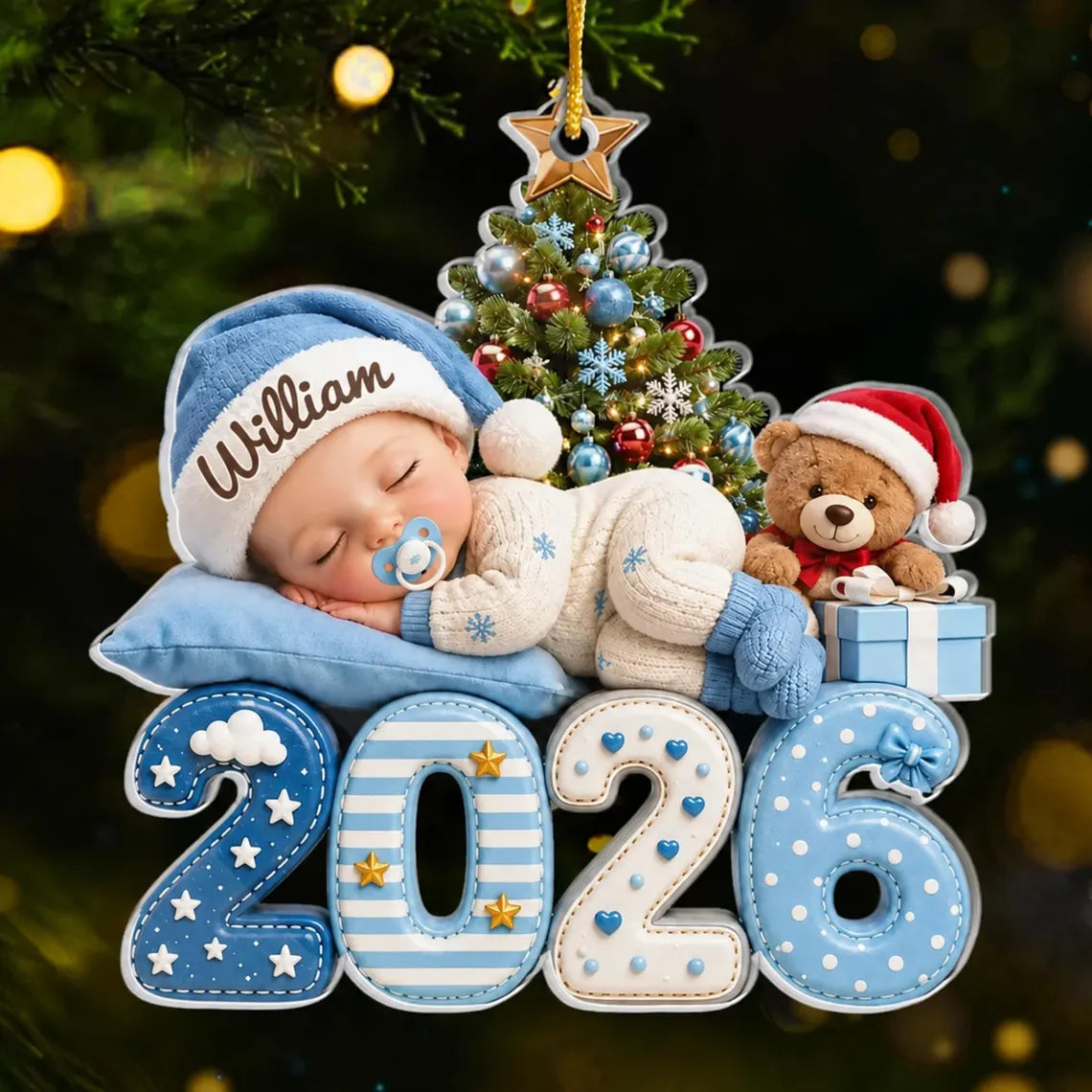 Personalized Baby's First Christmas Acrylic Ornament, Custom Baby Name 2026 Ornament, Baby Newborn Christmas Keepsake, New Parents Gift