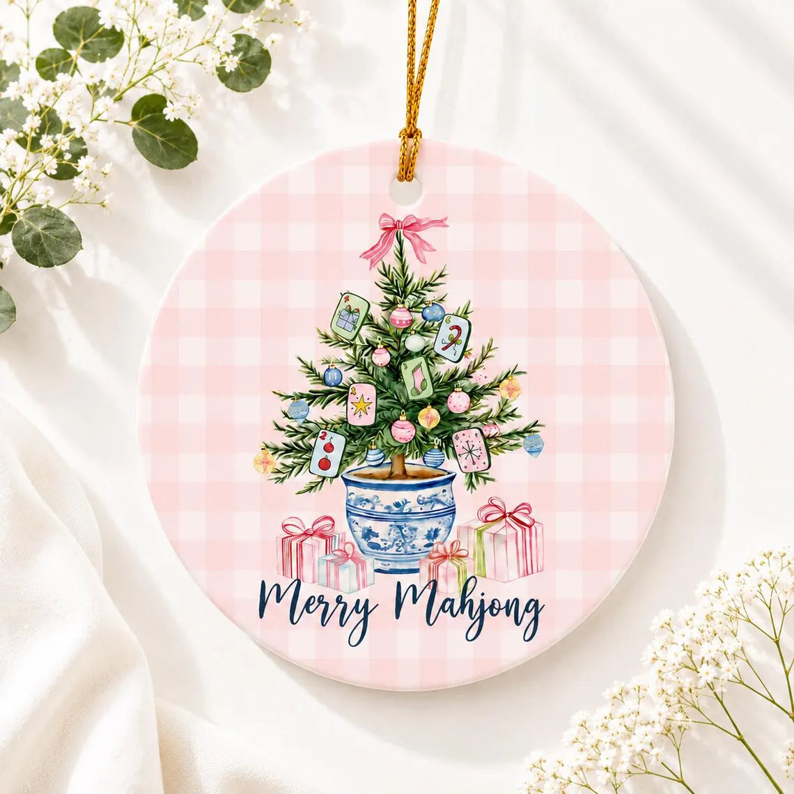 Merry Mahjong Christmas Ornament, Mahjong Lover Ornament, Mahjong Tree Decor, Holiday Gift for Mahjong Players, Christmas Keepsake